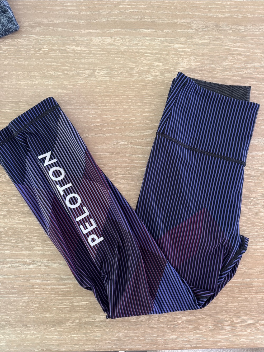 Peloton Women’s Navy and Purple Striped Active Leggings